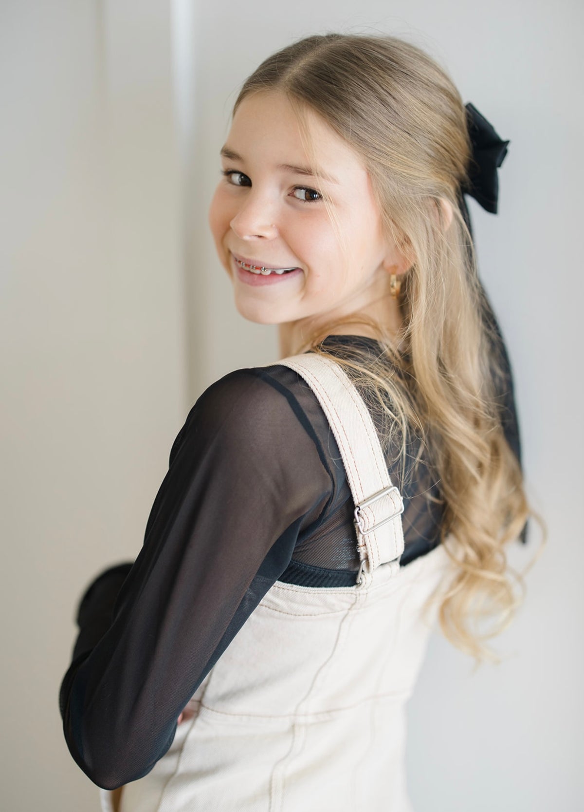 Black Rhinestone Studded Mesh Layering Top