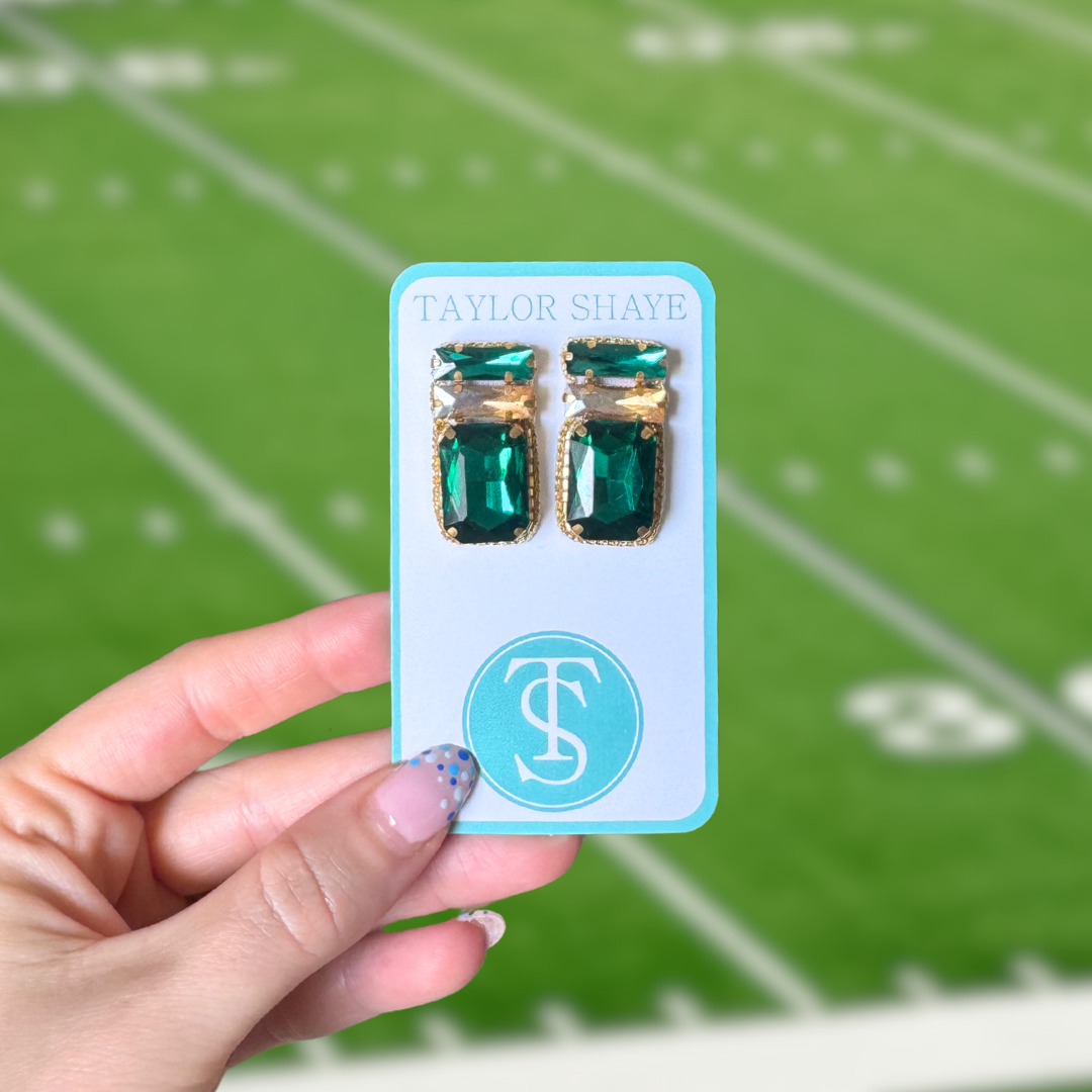 Gameday Gem Studs: Orange/Clear