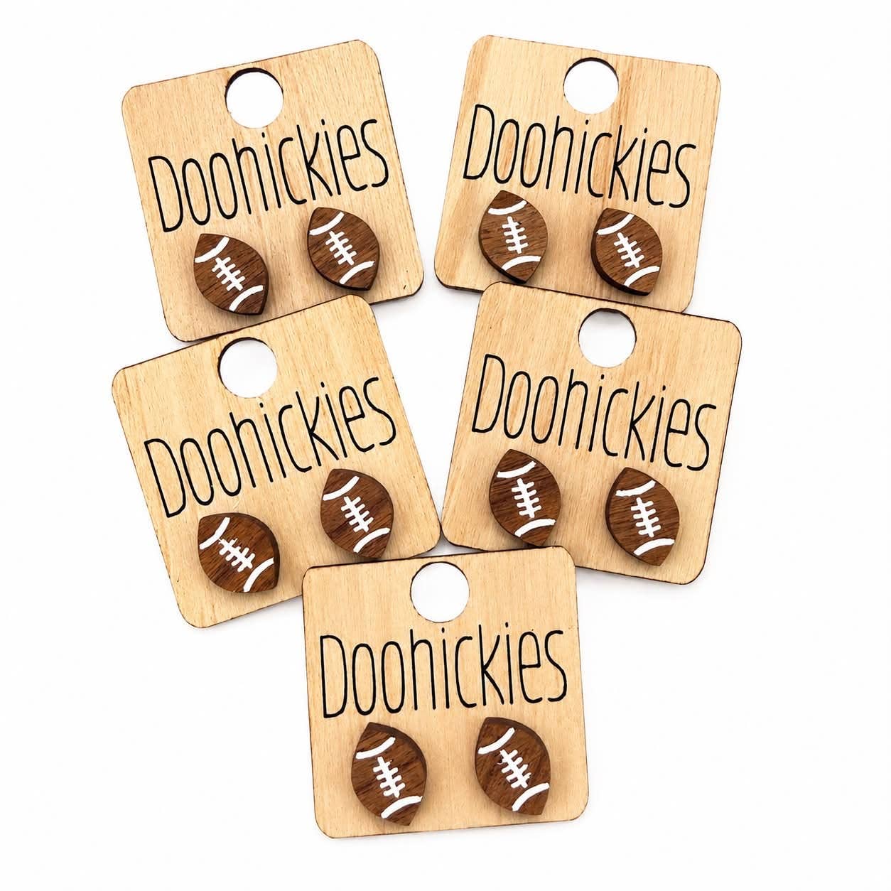 Vintage Wood Football Earrings | Football Stud Earrings