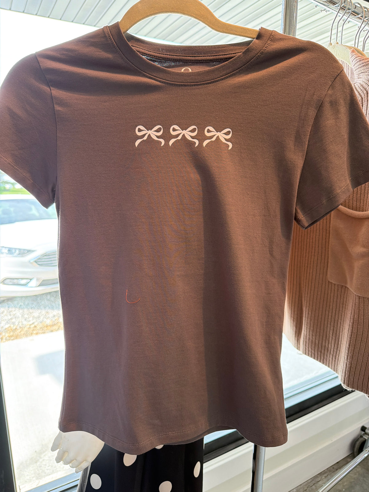 Girls Grey Bow TShirt