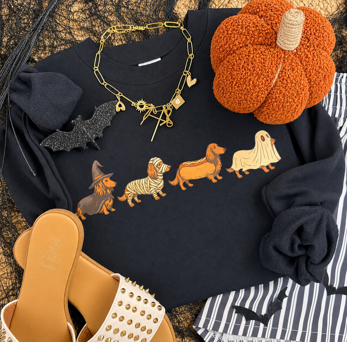 Halloween Dachshund Tee/Sweatshirt: Black / L / Tee