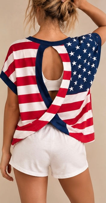 American Flag Cross-Back Shirt
