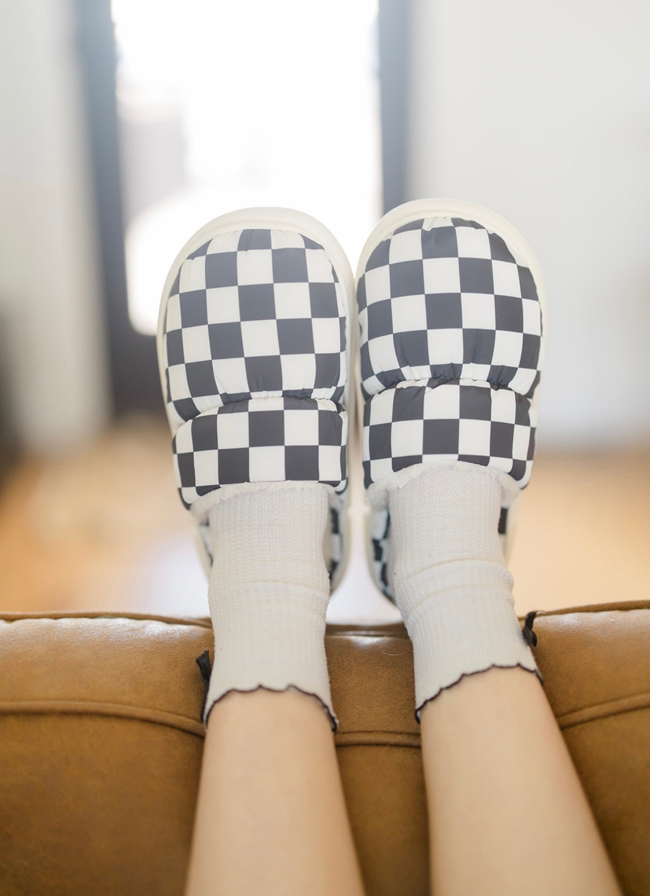 Black & White Checkerboard Slippers