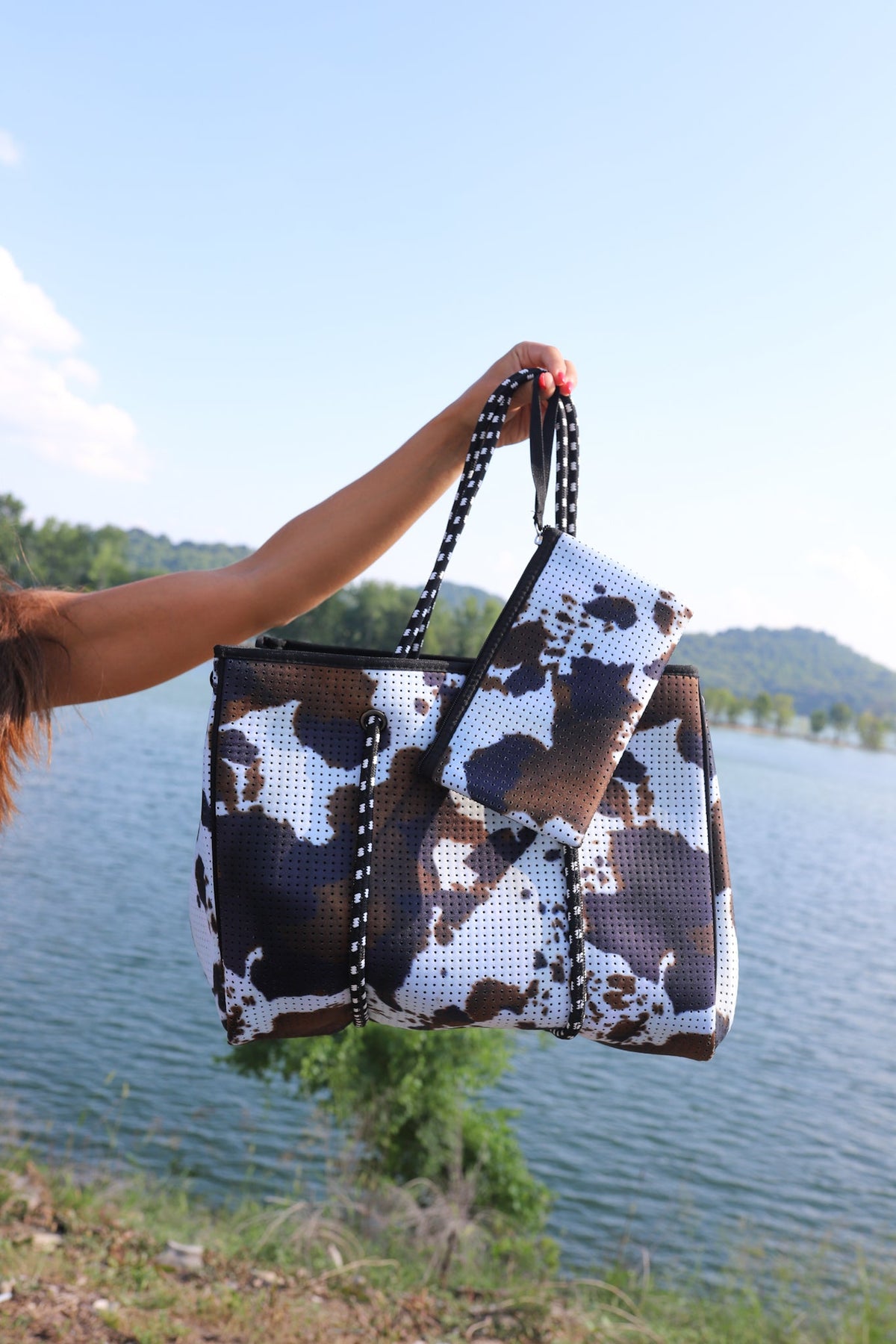 Brown Cowhide Large Tote Bag