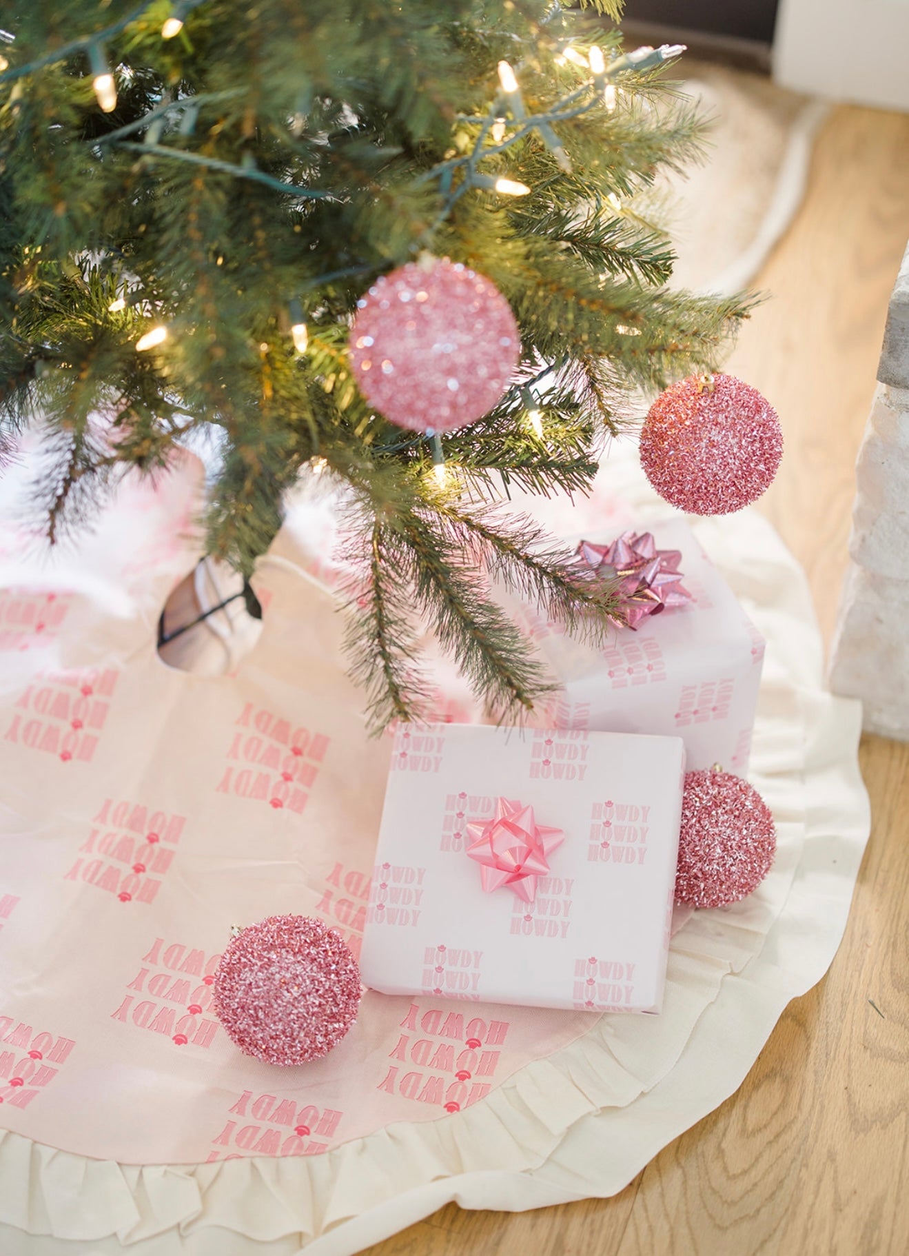 Pink Howdy Christmas Tree Skirt