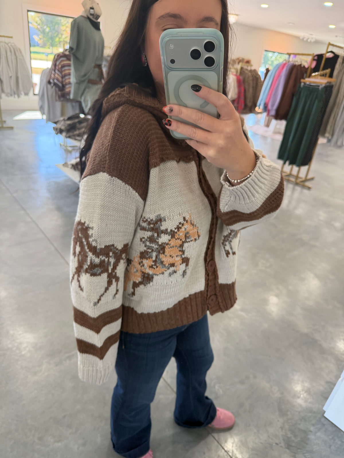 Sweater with Horse Print