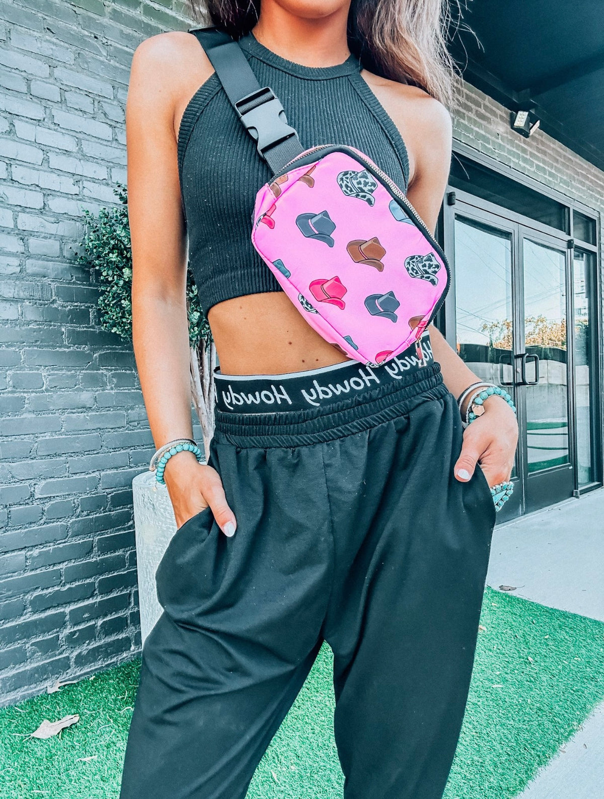 Pink Cowboy Hat Crossbody Bag