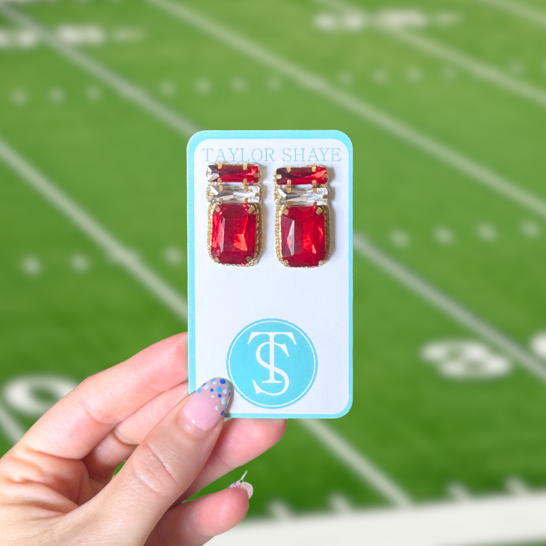 Gameday Gem Studs: Orange/Clear