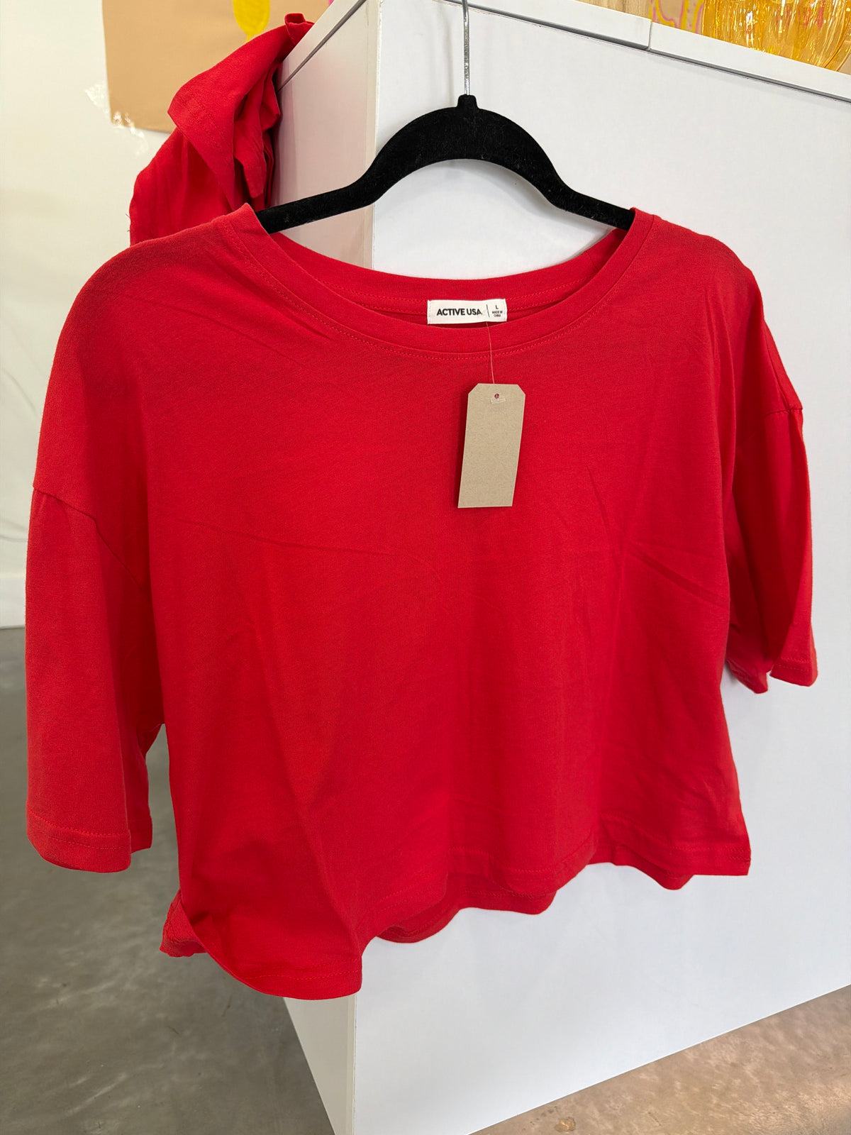 Red Cropped Active Tee
