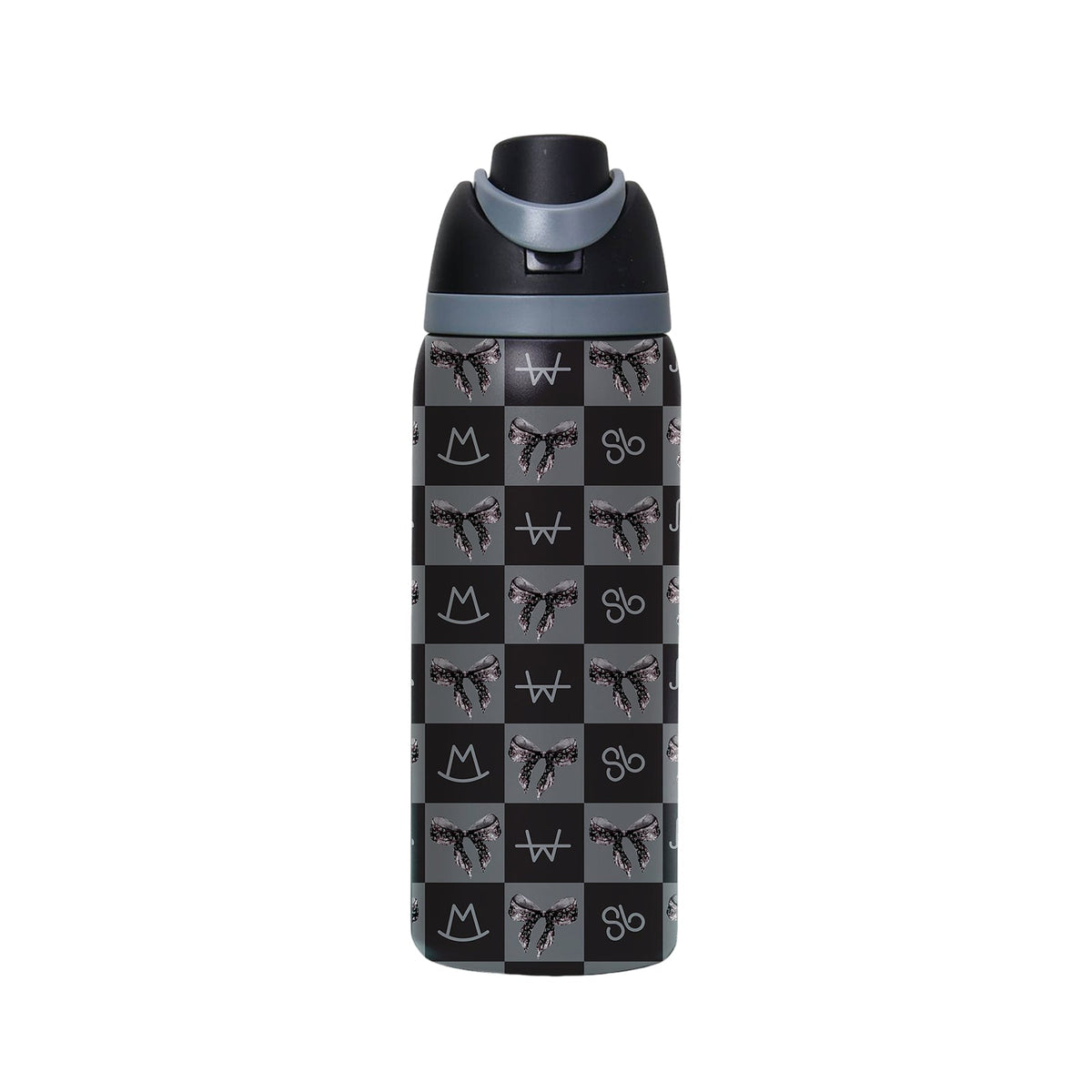 Black Brand Bow Stainless Steel Water Bottle