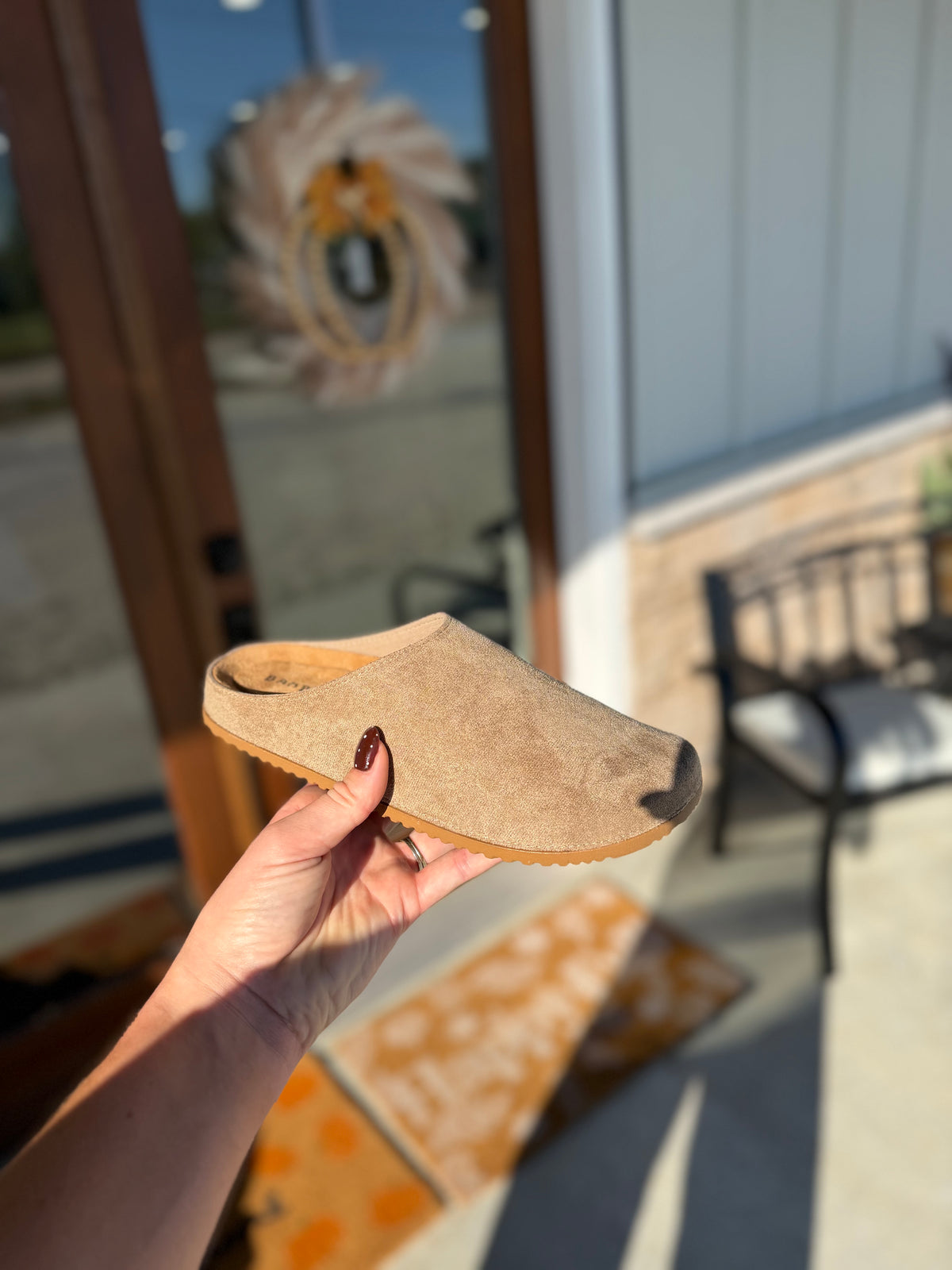 Oatmeal Slip-On Clog Mule