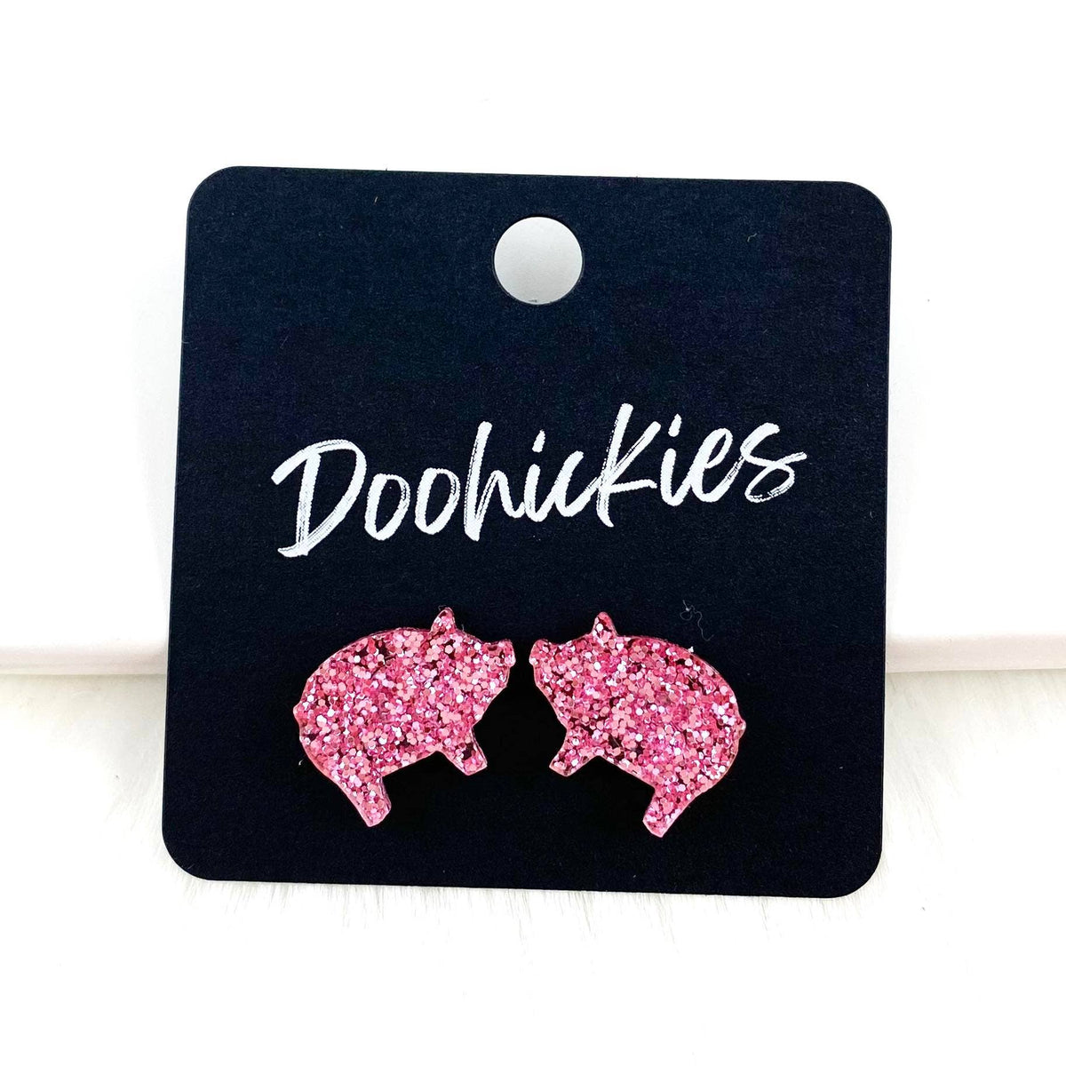 Show Animal Studs - Western Earrings: Black Glitter Cows