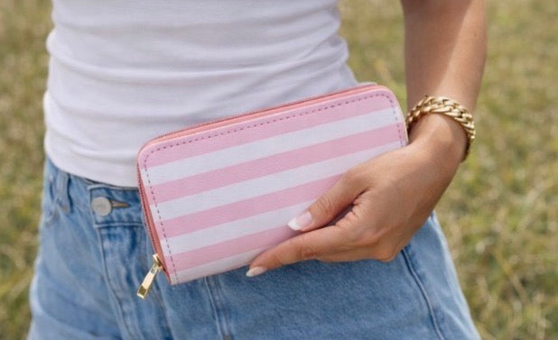 Pink Striped Wallet