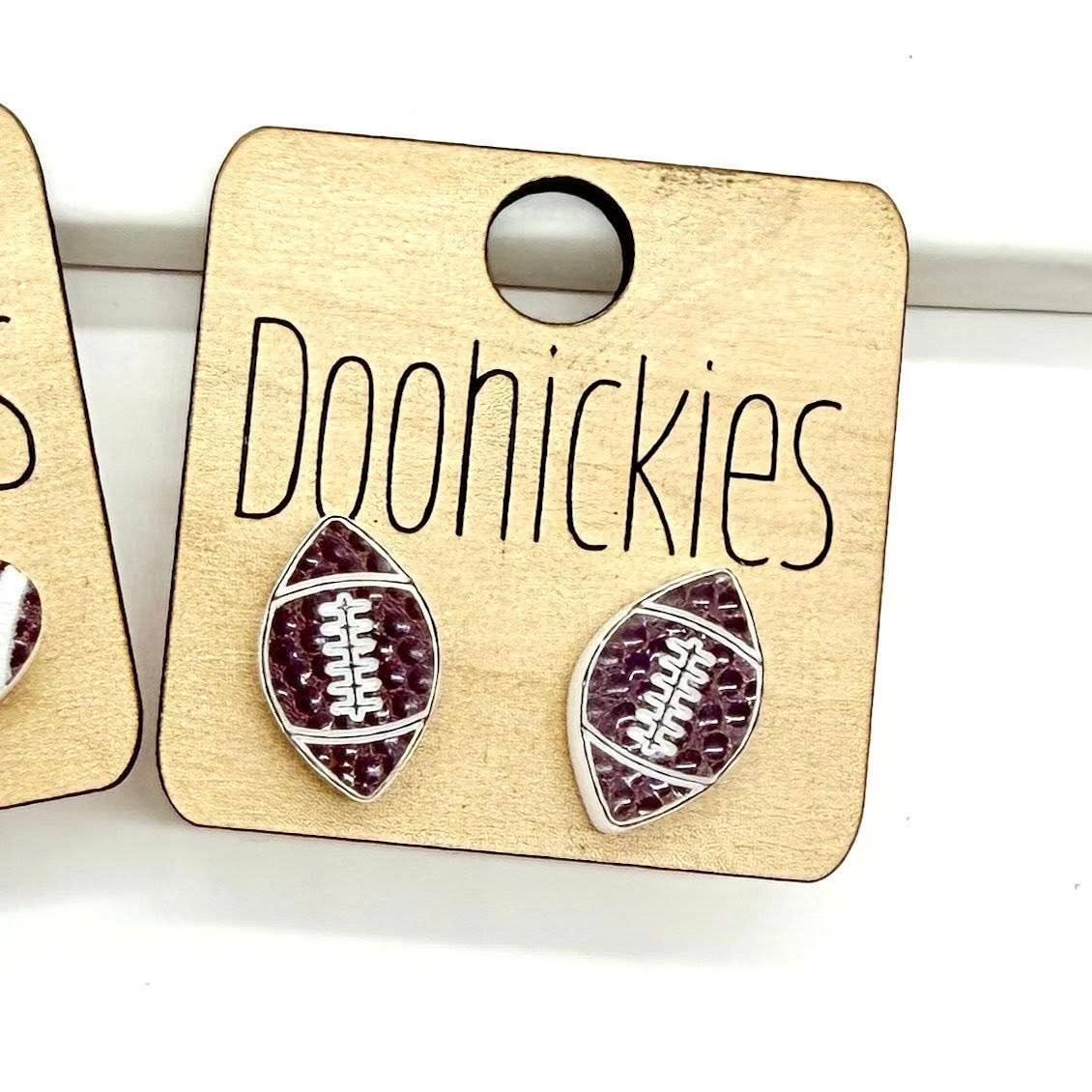 Textured Football Stud Collection - Sports Earrings - 2 Options: Heart