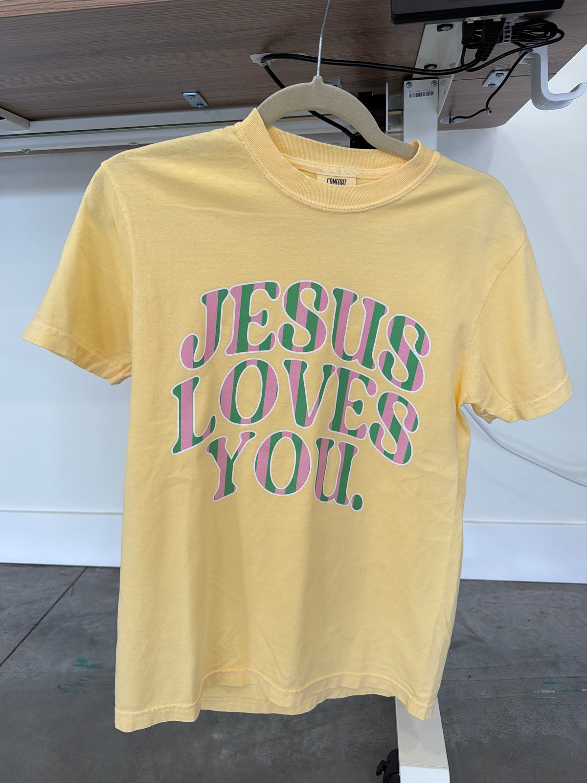 Butter Yellow Jesus Loves You Tee