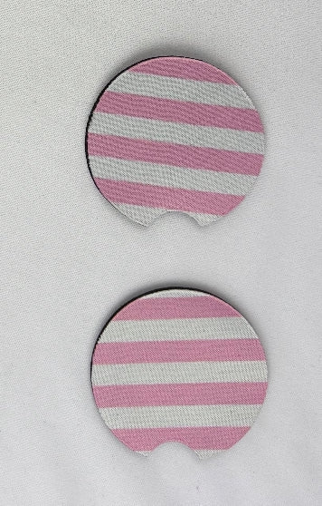 Pink Striped Car Coasters 2-Pack