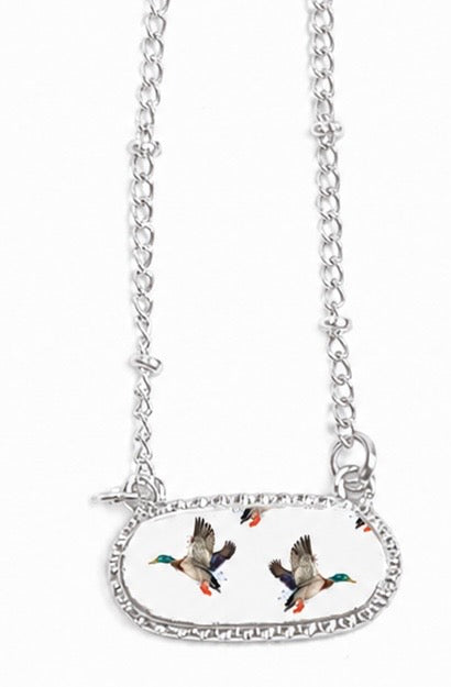 Silver White Duck Necklace