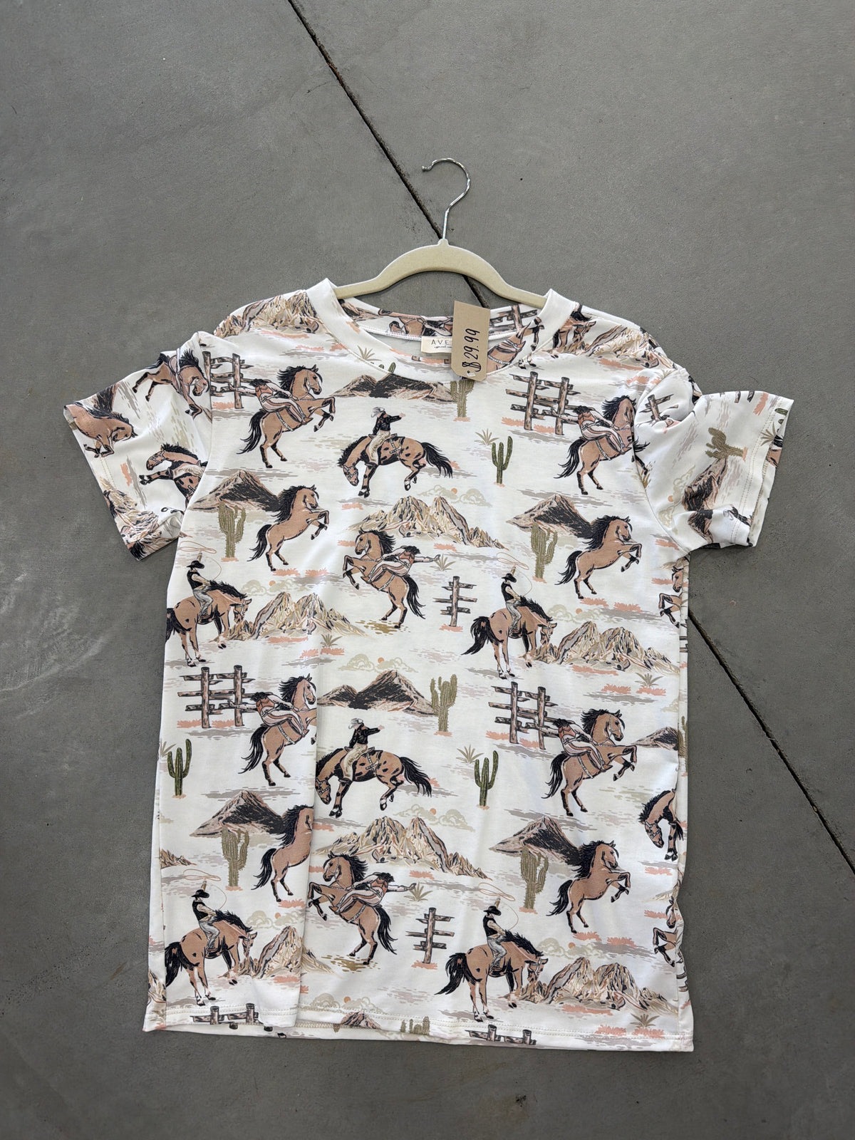 White Bucking Horse Tee