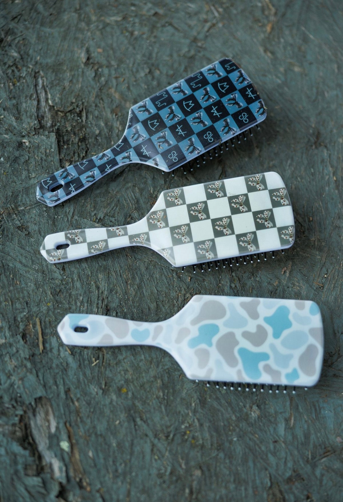 Bow Vintage Cowboy Check Hairbrush