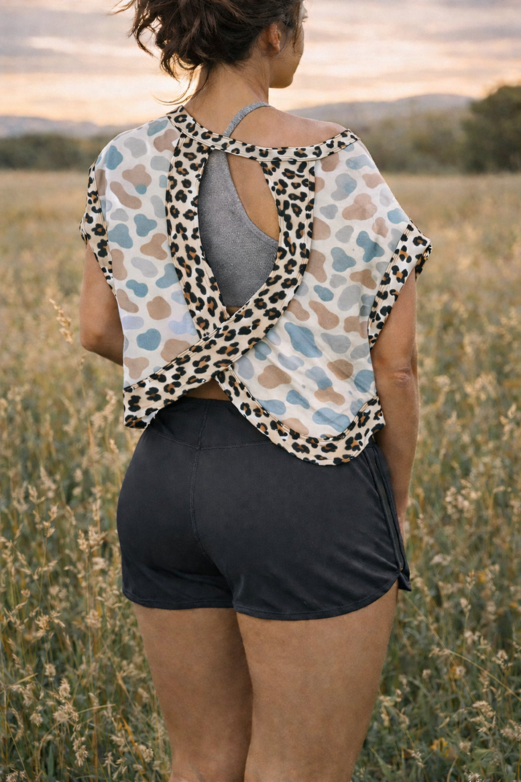 Camo Leopard Cross-Back Shirt