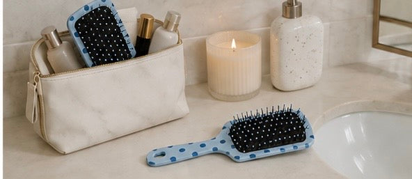Blue Polka Dot Hairbrush