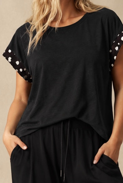 Black Polka Dot Cross-Back Shirt