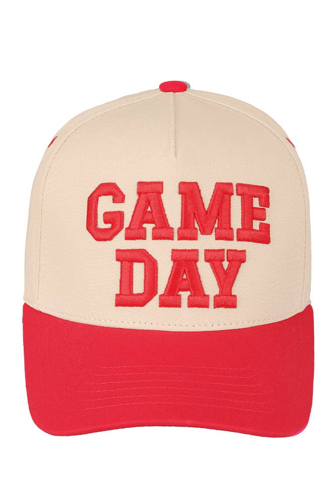 C.C GAME DAY Embroidered Cotton Baseball Cap: Red