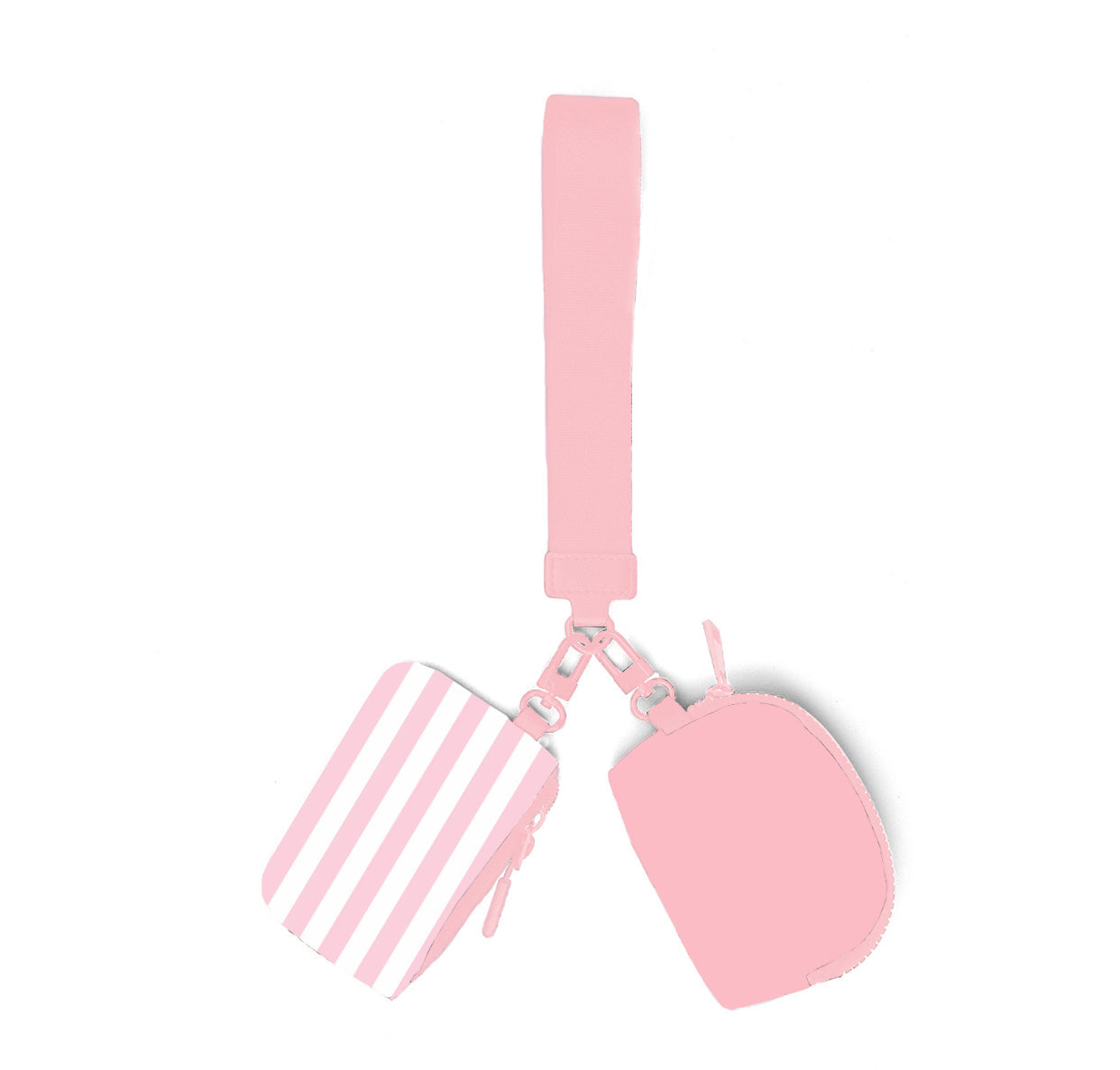 Pink Striped Pouch Wristlet