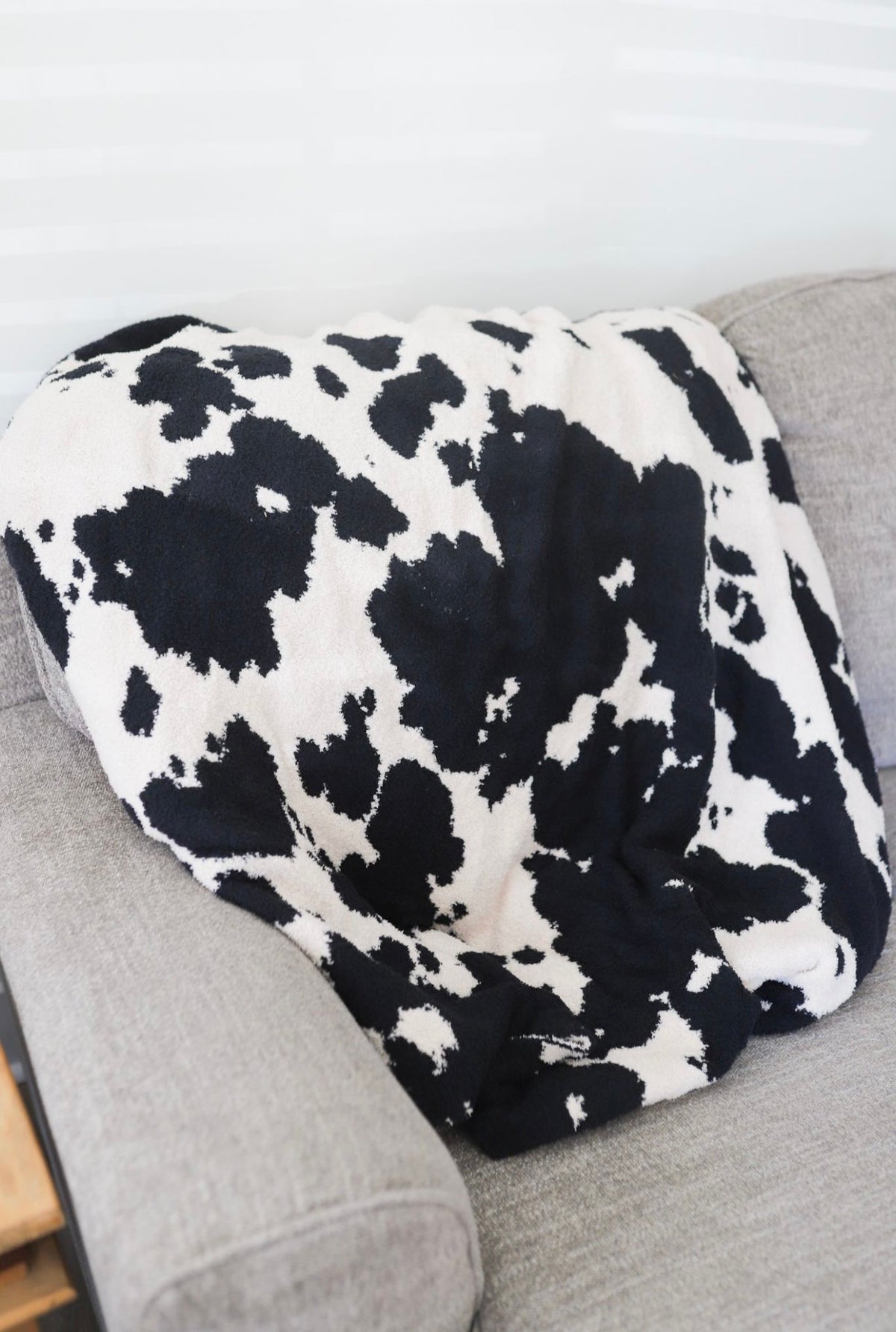 Black Cowhide Throw Blanket