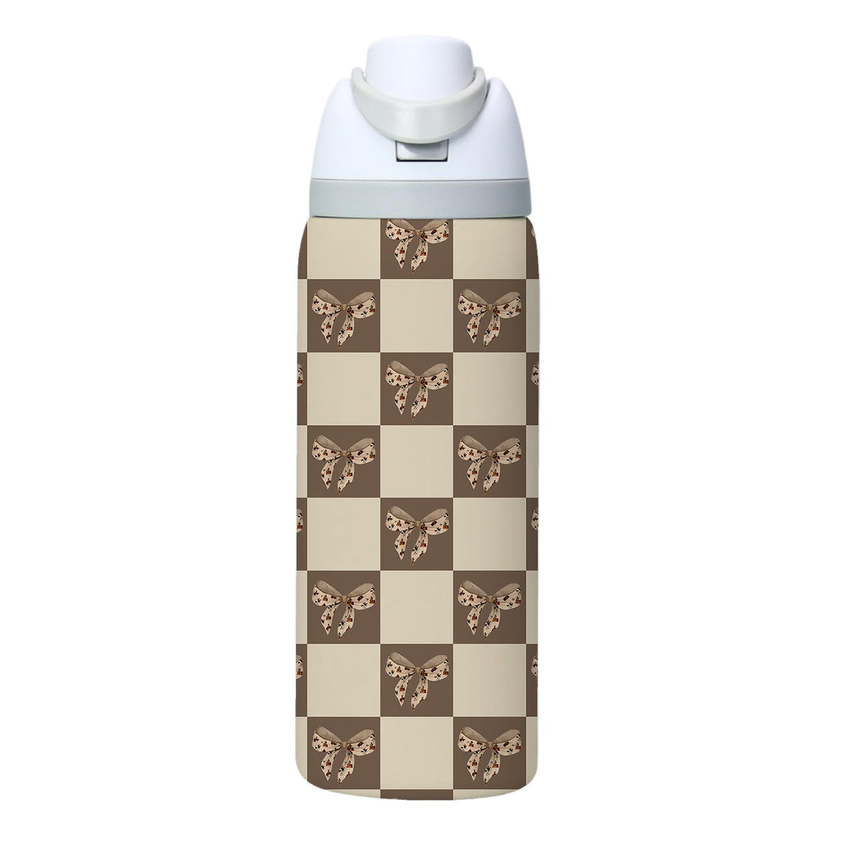 Beige Vintage Bow Stainless Steel Water Bottle