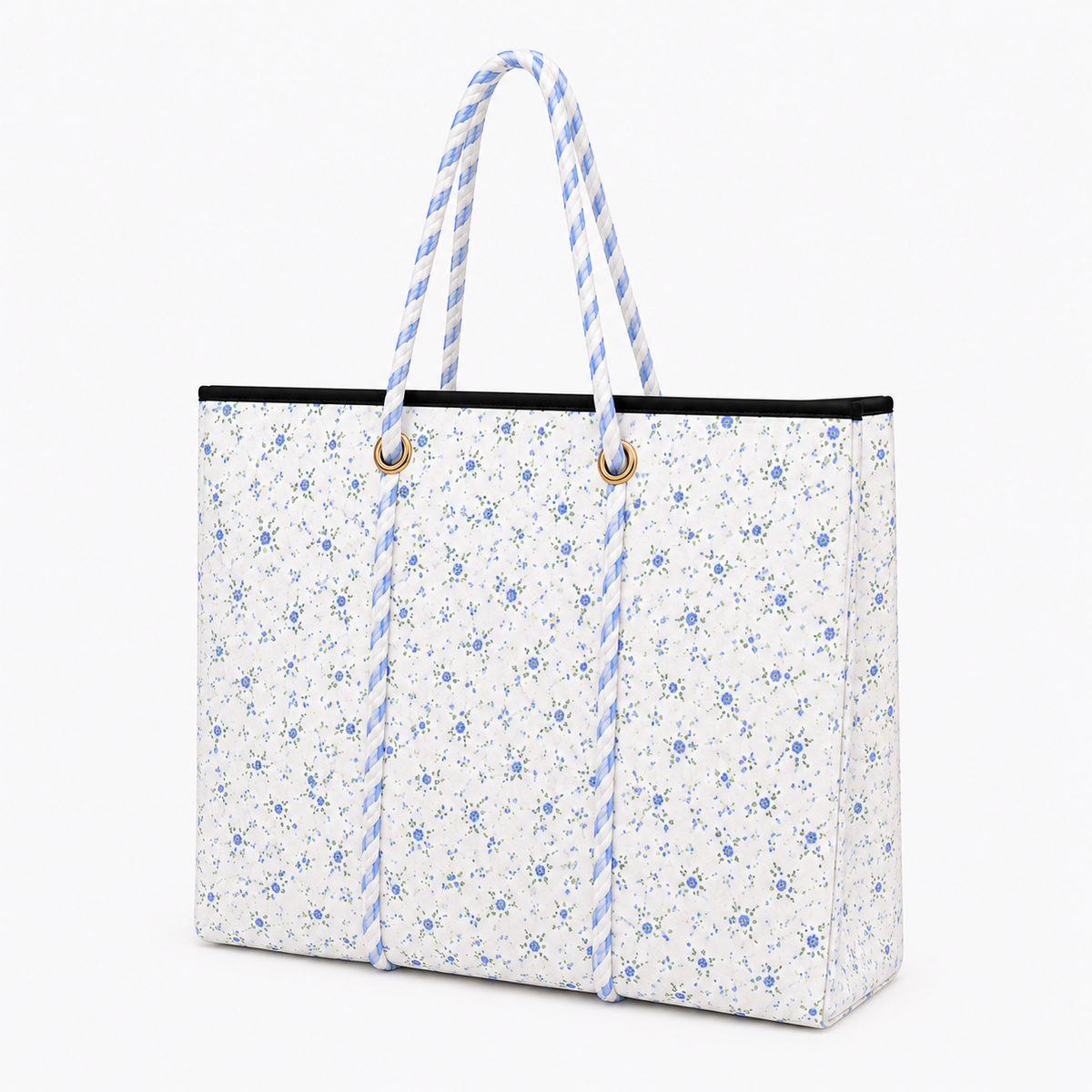 Blue Floral Large Tote Bag