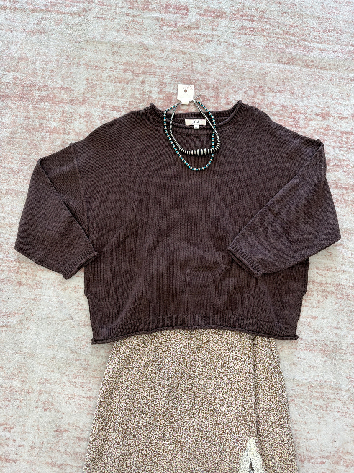 Chocolate Brown Exposed Edge Sweater