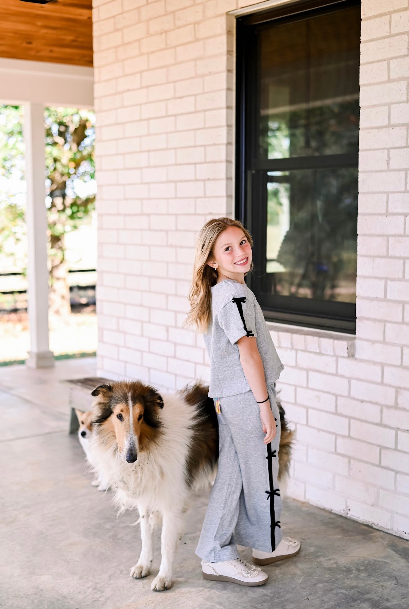 Girls Red & White Striped Loose Knit Top