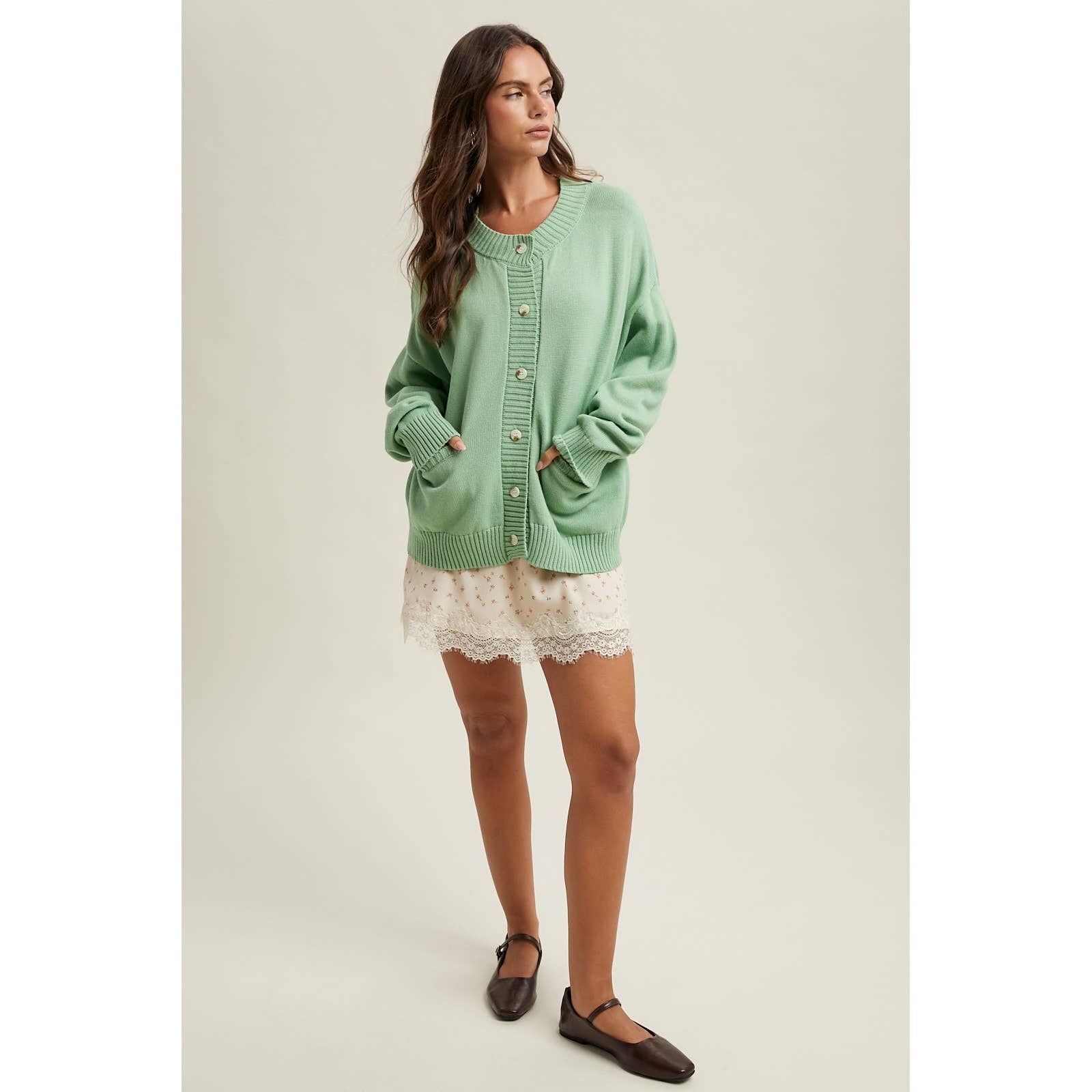 Green Cardigan Sweater\