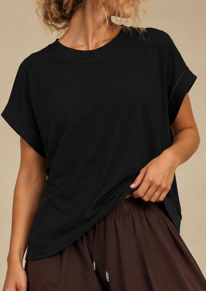 Solid Black Cross-Back Shirt