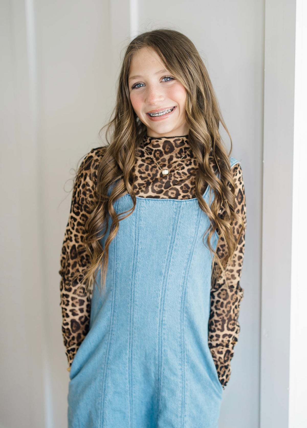 Leopard Mesh Layering Top