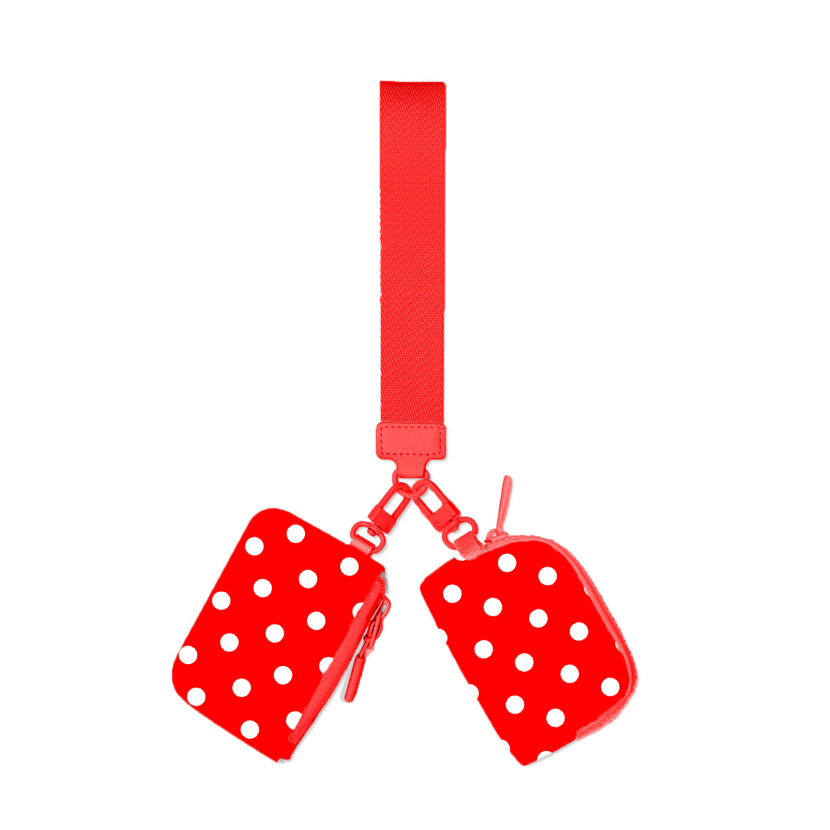 Red Polka Dot Dual Pouch Wristlet