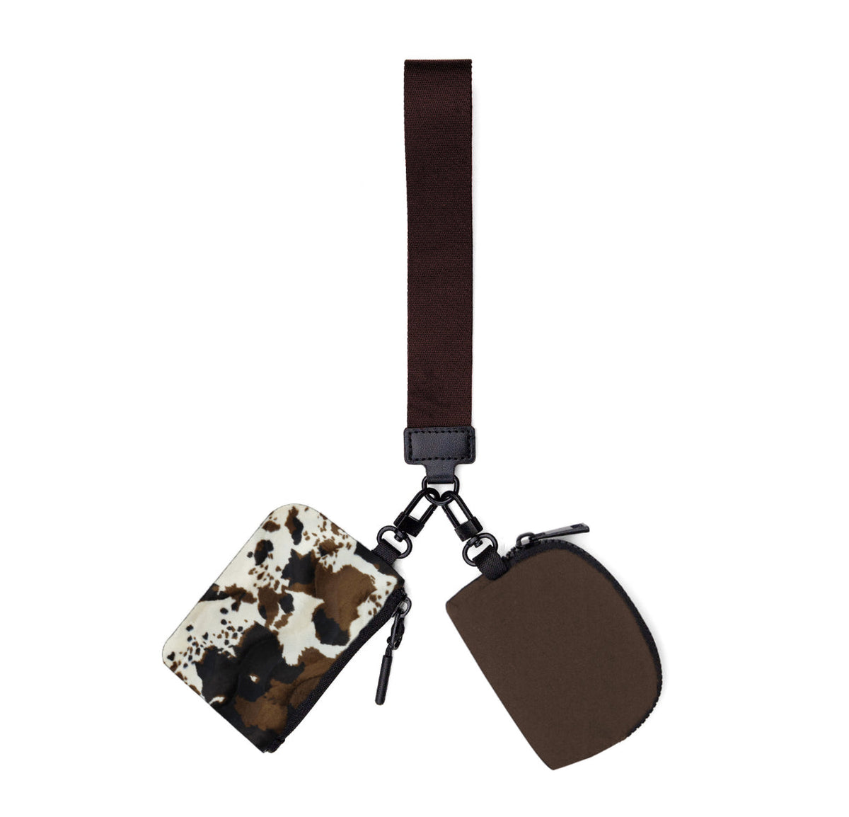 Brown Cowhide Dual Pouch Wristlet