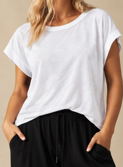 Solid White Cross-Back Shirt