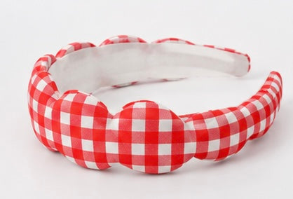 Red Gingham “Get Ready With Me” Headband