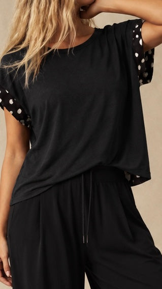 Black Polka Dot Cross-Back Shirt