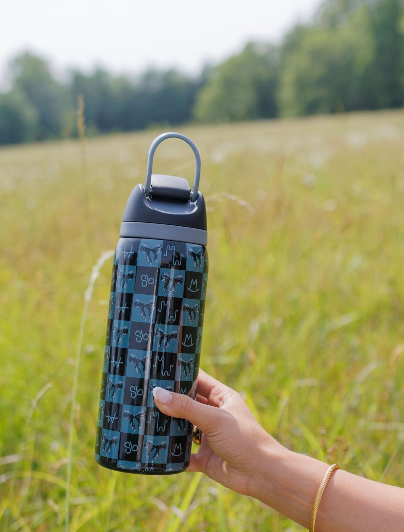Black Brand Bow Stainless Steel Water Bottle
