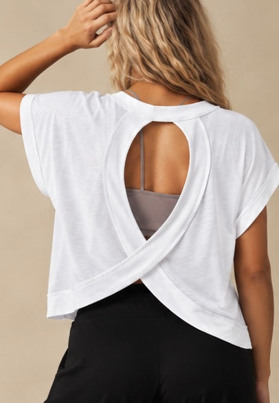 Solid White Cross-Back Shirt