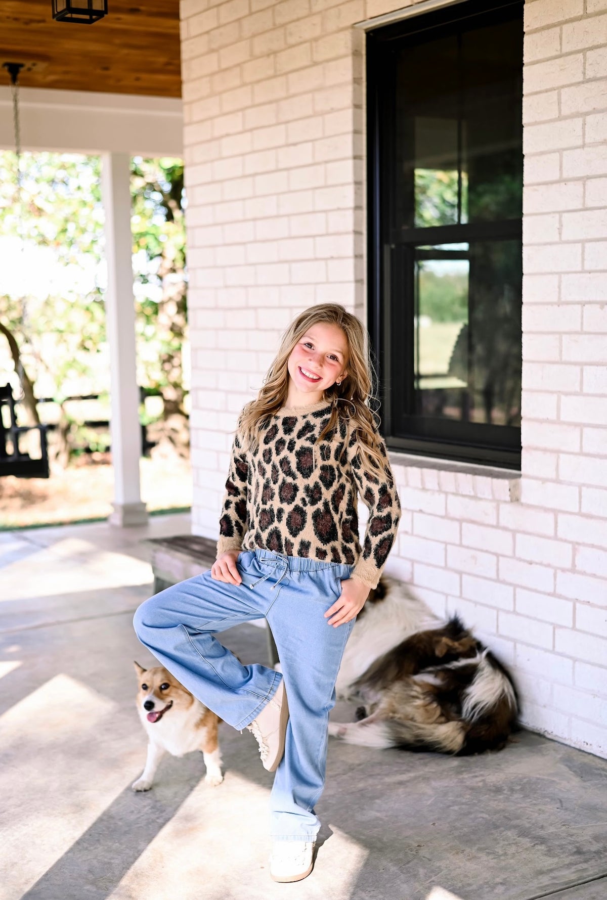 Girls Leopard Sweater