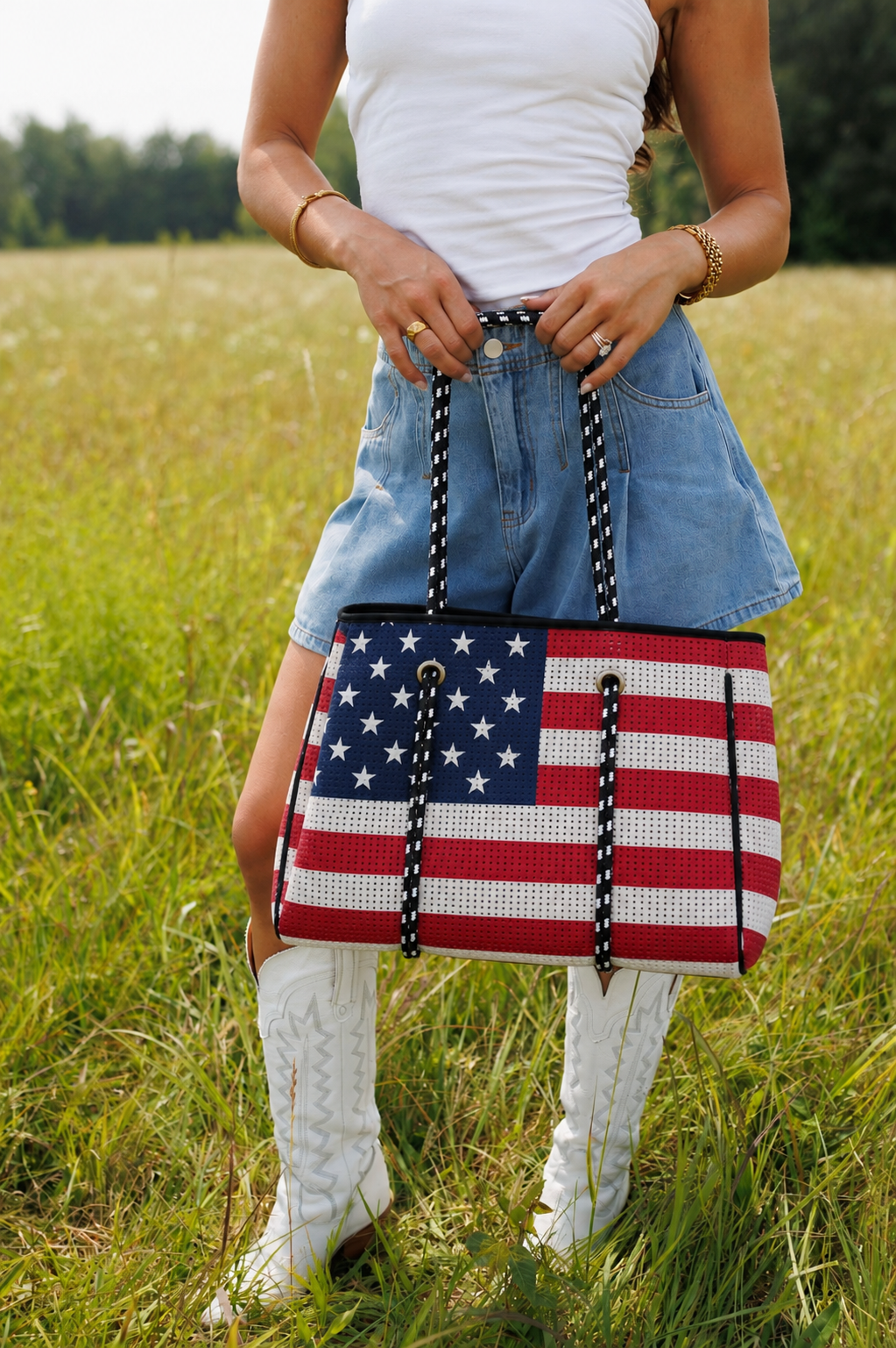 American Flag Large Tote Bag