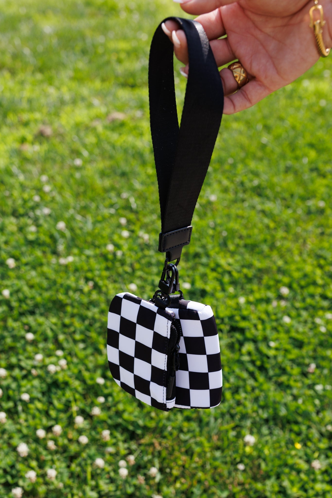 Checkerboard Dual Pouch Wristlet