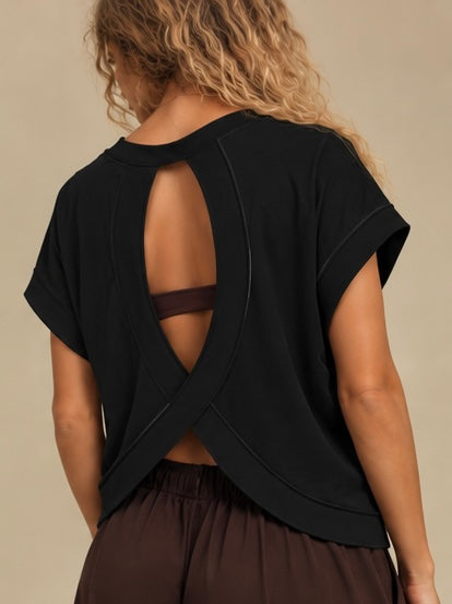 Solid Black Cross-Back Shirt