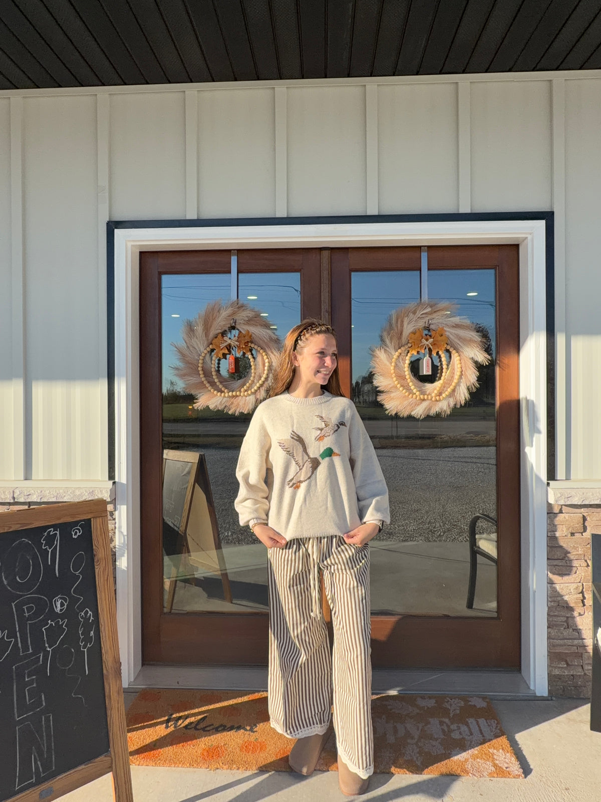 Oatmeal Mallard Duck Pullover Sweater