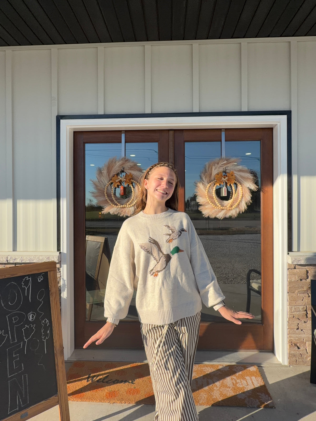 Oatmeal Mallard Duck Pullover Sweater