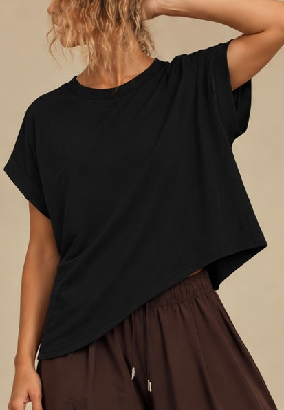 Solid Black Cross-Back Shirt
